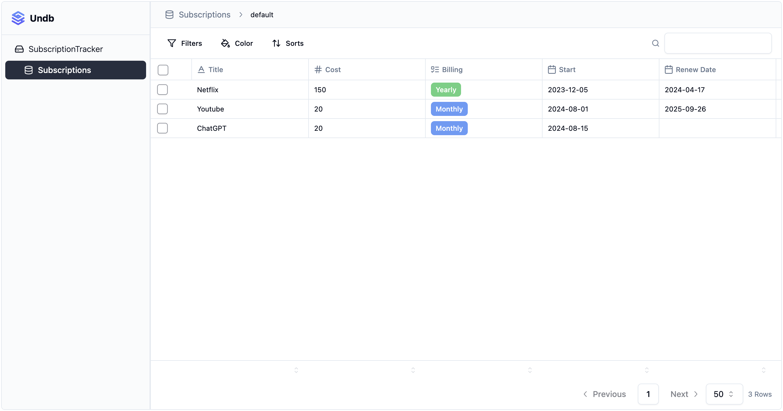 Subscription Tracker