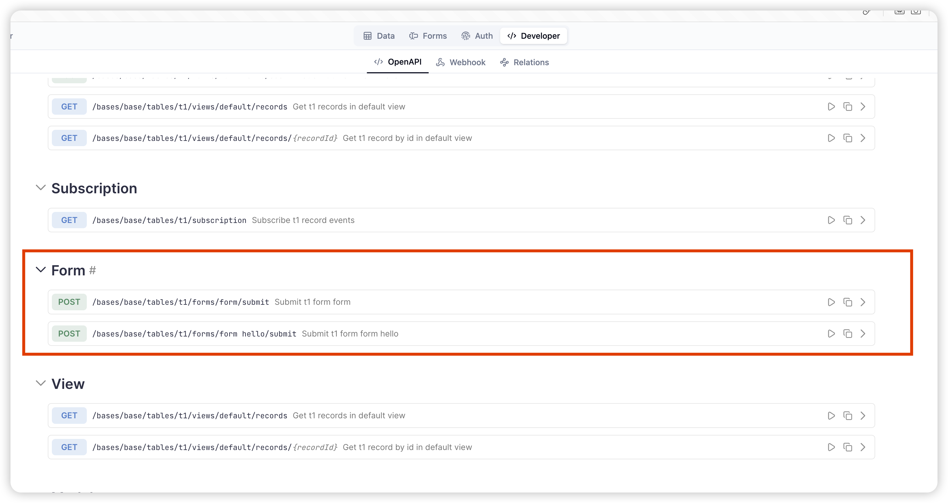 form submit openapi